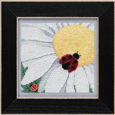 Ladybug on Daisy - Beaded Cross Stitch Kit