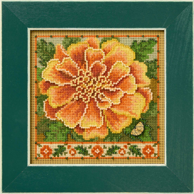Marigold - Beaded Cross Stitch Kit, zoomed in. Select this picture to zoom back out.