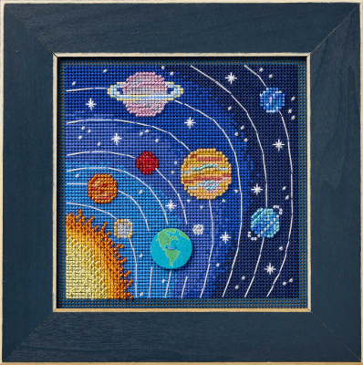 Solar System - Beaded Cross Stitch Kit, zoomed in. Select this picture to zoom back out.