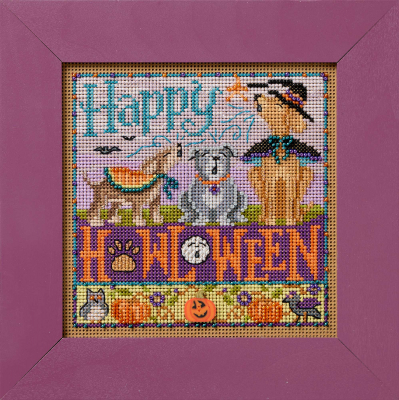 Howl-oween - Halloween Beaded Cross Stitch Kit, zoomed in. Select this picture to zoom back out.