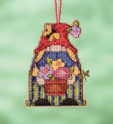 Garden Girl Gnome - Beaded Cross Stitch Kit