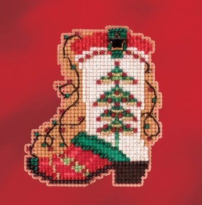 Holiday Boot - Beaded Cross Stitch Kit