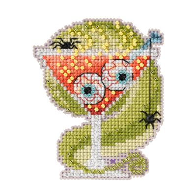 Eyeball Martini - Beaded Halloween Cross Stitch Kit