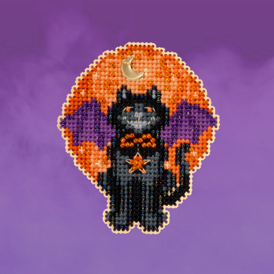 Bat Cat - Beaded Cross Stitch Kit