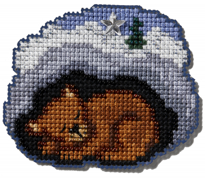 HiBEARnating - 2024 - Christmas Ornament Cross Stitch Kit