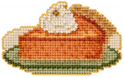 Pumpkin Pie (2026) - Thanksgiving Beaded Cross Stitch Kit, zoomed in. Select this picture to zoom back out.