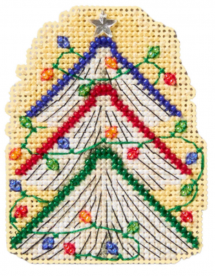 Book Tree - Beaded Christmas Cross Stitch Kit, zoomed in. Select this picture to zoom back out.