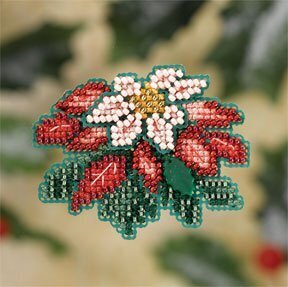 Pink Pointsettia - Beaded Cross Stitch Kit