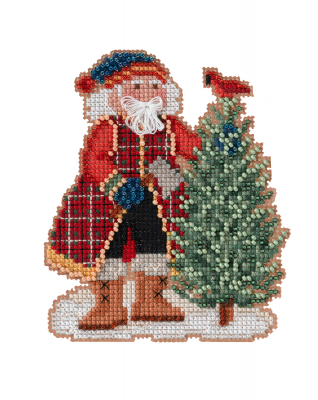 Scotch Pine Santa - 2022 - Beaded Cross Stitch Kit