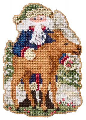 Denali Santa - Alaskan Santas - Beaded Cross Stitch Kit, zoomed in. Select this picture to zoom back out.