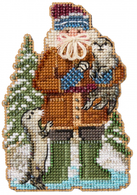 Glacier Bay Santa - Alaskan Santas - Beaded Cross Stitch Kit, zoomed in. Select this picture to zoom back out.