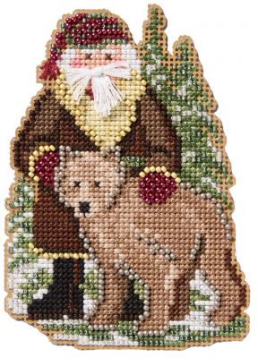 Katmai Santa - Alaskan Santas - Beaded Cross Stitch Kit, zoomed in. Select this picture to zoom back out.