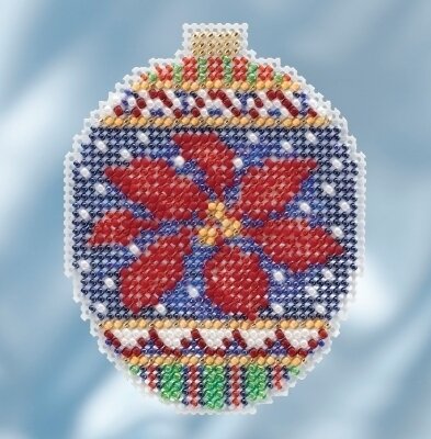 Christmas Poinsettia - Beaded Cross Stitch Kit