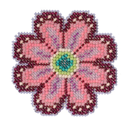 Pink Flower - Beaded Cross Stitch Kit
