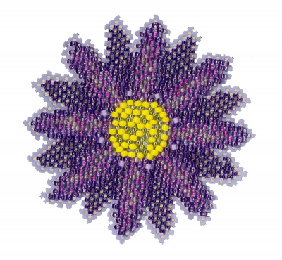 Purple Flower - Beaded Cross Stitch Kit