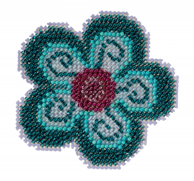 Aqua Flower - Beaded Cross Stitch Kit