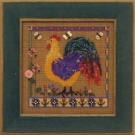 Spring Rooster (2001) - Cross Stitch Kit, zoomed in. Select this picture to zoom back out.
