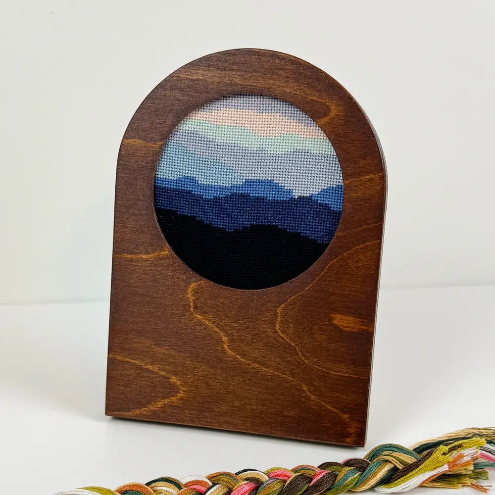 Needlepoint Arch Frames For Needlepoint 4" Round Walnut, zoomed in. Select this picture to zoom back out.