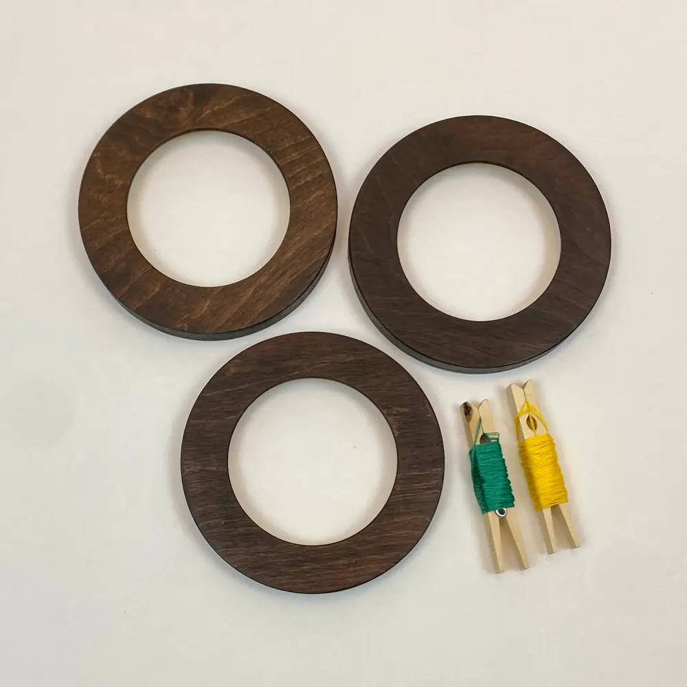 Modern Embroidery Circle Hoop Frame For 5" Hoops Walnut, zoomed in. Select this picture to zoom back out.