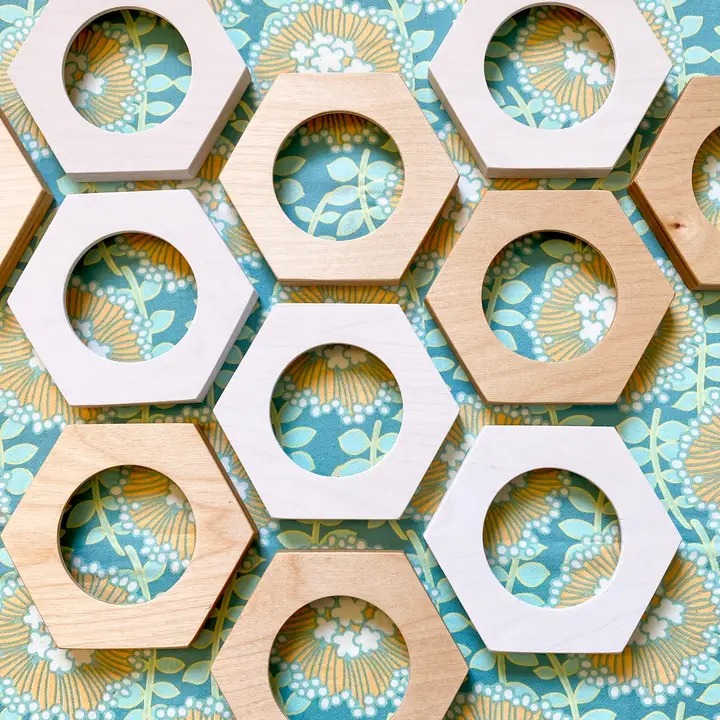 Hexagon Embroidery Hoop Frame For 3" Hoops - Caramel , different perspective #1, zoomed in. Select this picture to zoom back out.