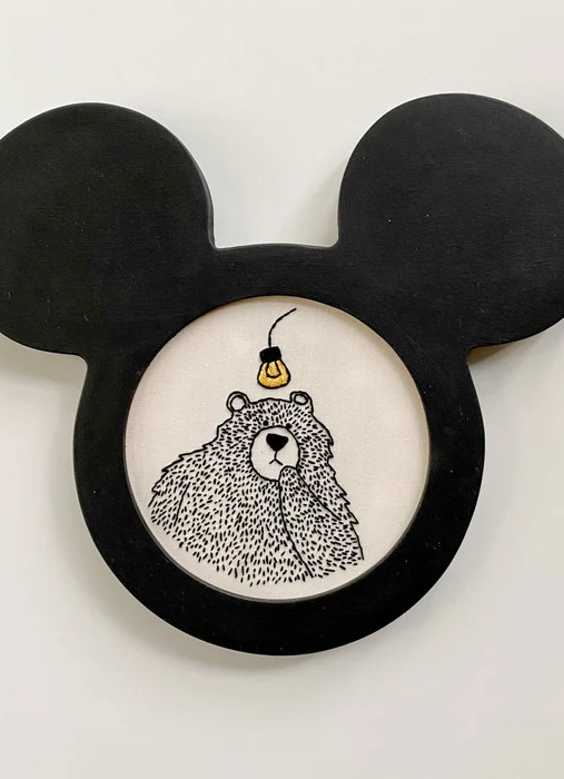 Mouse Ears Embroidery Frame - for 5.25" Hoops Unfinished, different perspective #2, zoomed in. Select this picture to zoom back out.