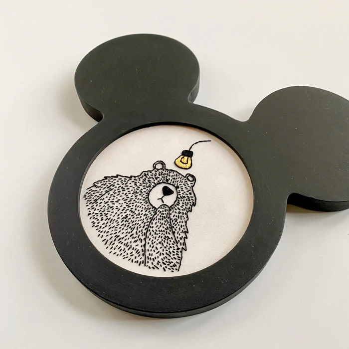 Mouse Ears Embroidery Frame - for 5.25" Hoops Unfinished, zoomed in. Select this picture to zoom back out.
