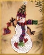 Folk Heart Snow Charmer - Beaded Cross Stitch Kit