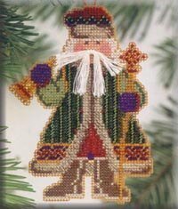 Bell Ringer Santa (2009) - Beaded Cross Stitch Kit