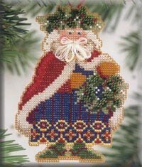 Holly & Ivy Santa - Beaded Cross Stitch Kit