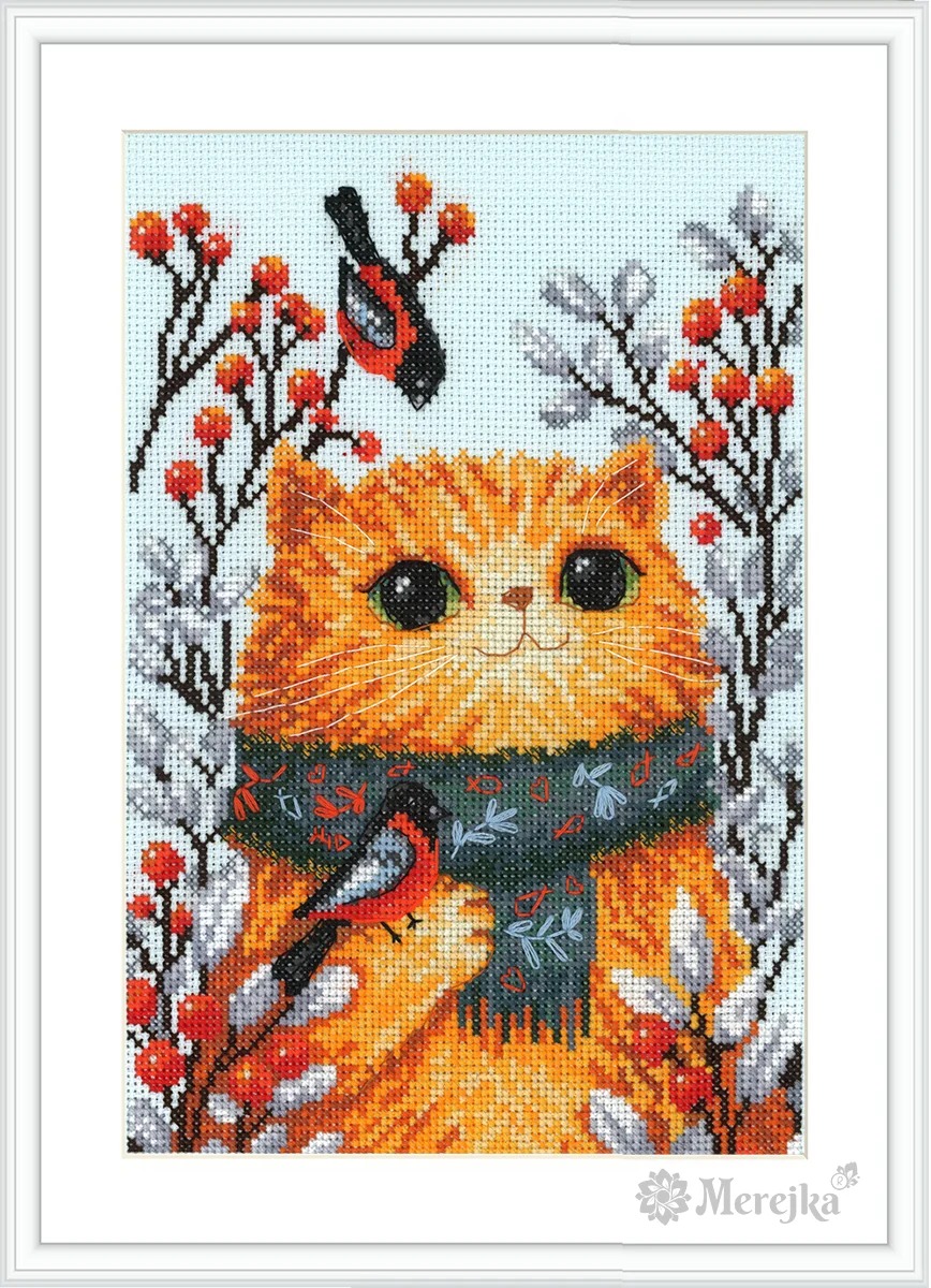 The Cozy One - Cross Stitch Kit, zoomed in. Select this picture to zoom back out.