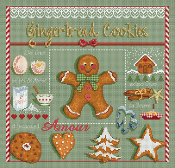 Gingerbread Cookies - Christmas Cross Stitch Pattern