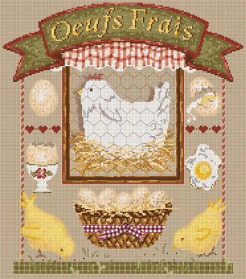 Oeufs Frais (Fresh Eggs) - Cross Stitch Pattern