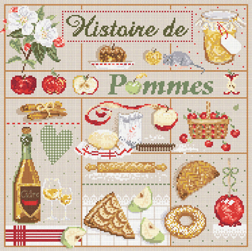 Histoire de Pommes (Apples Stories) - Cross Stitch Pattern