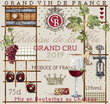 Vin de France (Wine of France) - Cross Stitch Pattern