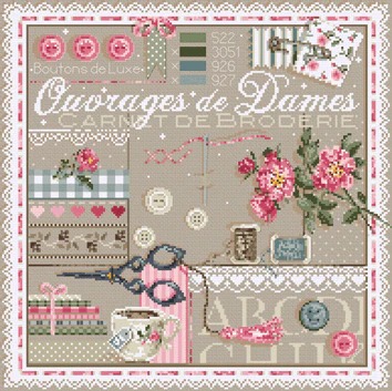 Ouvrages de Dames (Books of Ladies) - Cross Stitch Pattern, zoomed in. Select this picture to zoom back out.