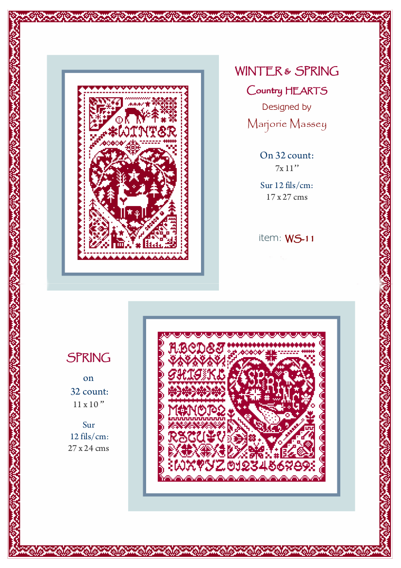 Winter And Spring Country Hearts - Cross Stitch Pattern