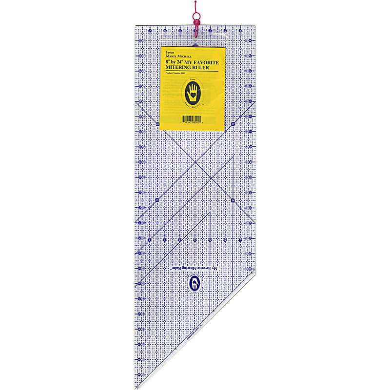 My Favorite Mitering Quilting Ruler 8" x 24", zoomed in. Select this picture to zoom back out.