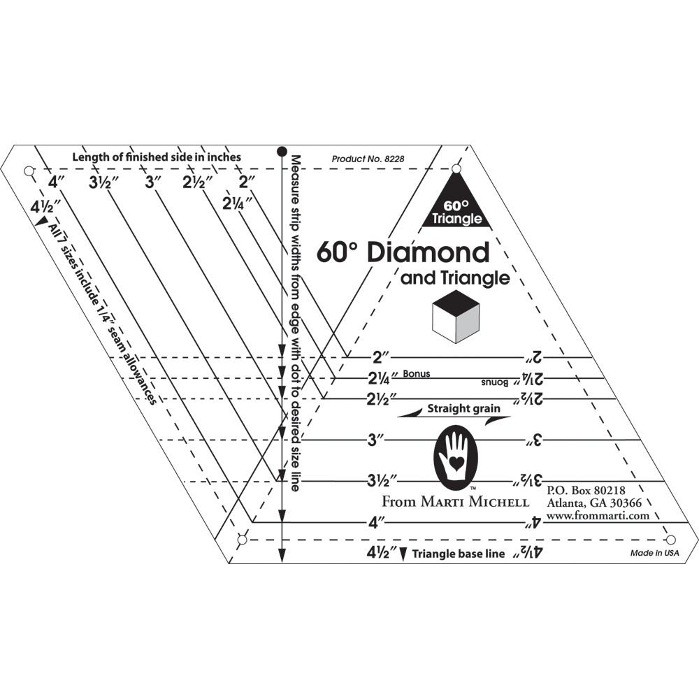 60 Degree Diamond & Triangle Quilt Template
