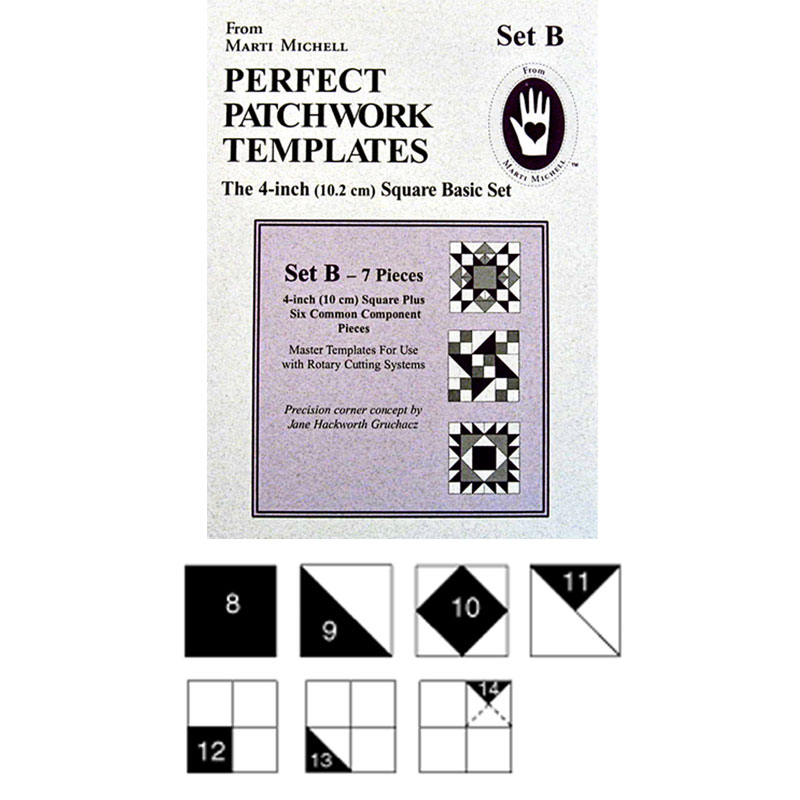 Basic 4" Shape Quilt Templates Set B, zoomed in. Select this picture to zoom back out.
