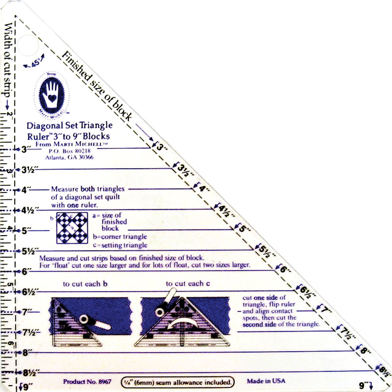 Diagonal Set Triangle Blocks - Quilting Ruler 3" - 9"