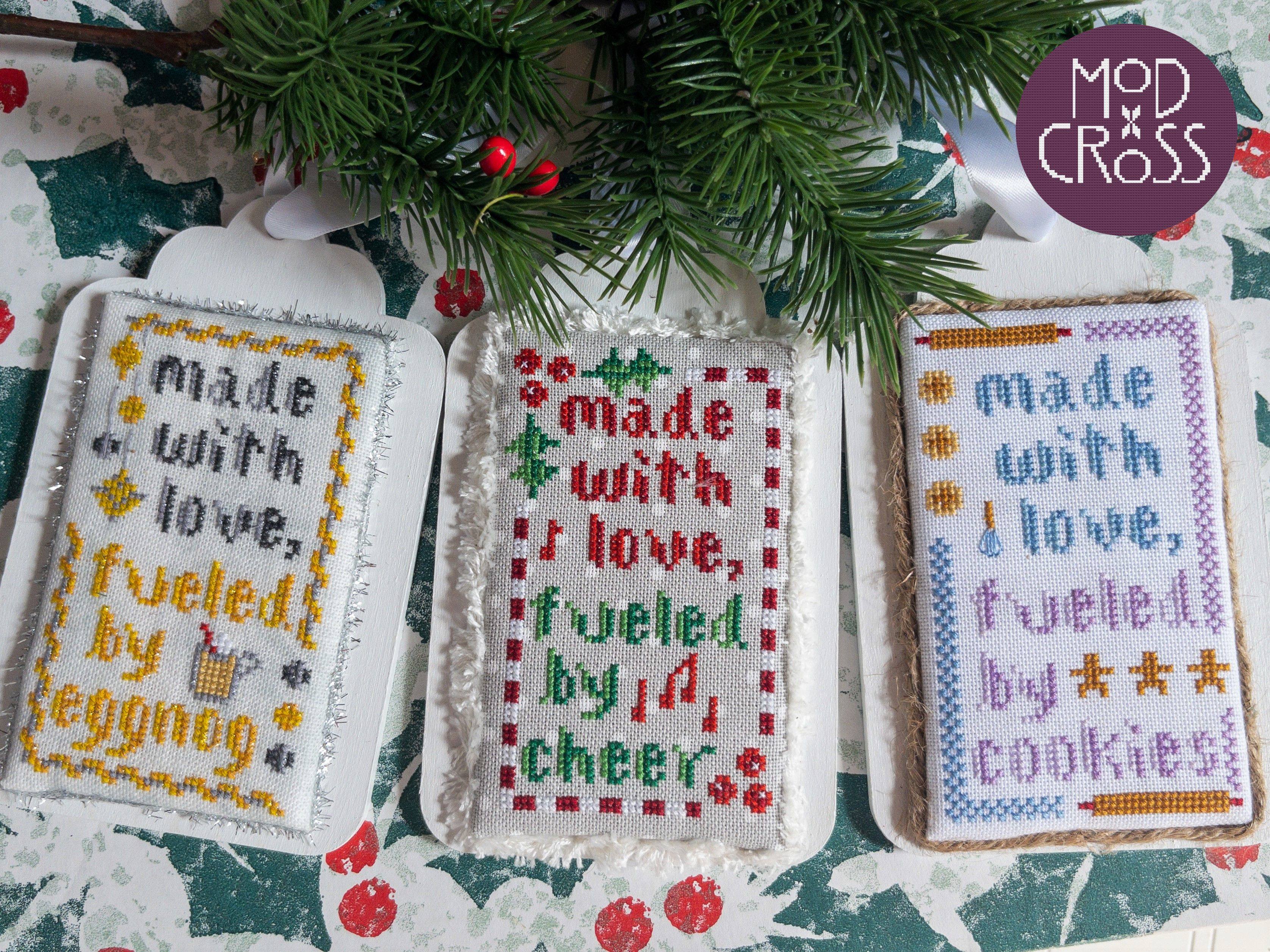 Made With Love Gift Tag Trio - Cross Stitch Pattern