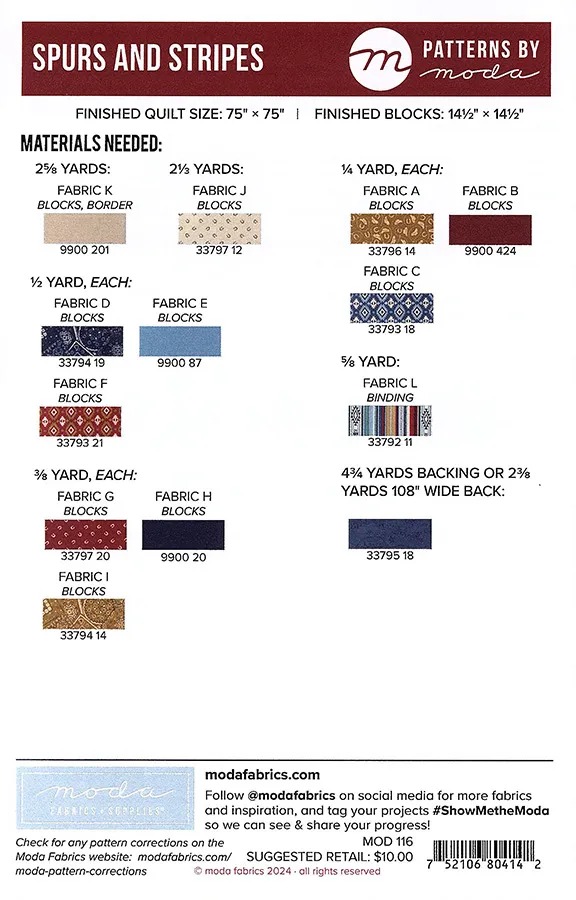 Spurs and Stripes - Quilt Pattern