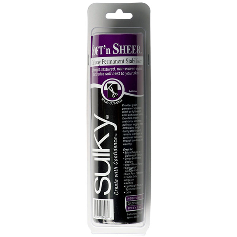 Soft'n Sheer Cut-Away Stabilizer - Black 8" x 11yd