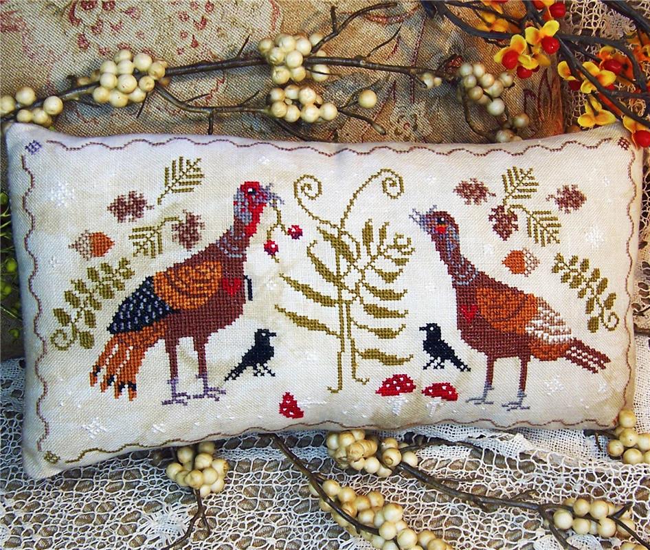 Flirting Turkeys - Thanksgiving Cross Stitch Pattern