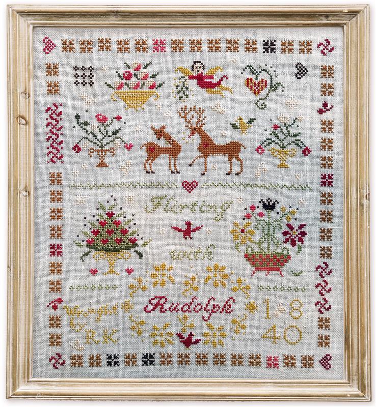 Flirting With Rudolph Sampler - Christmas Cross Stitch 
