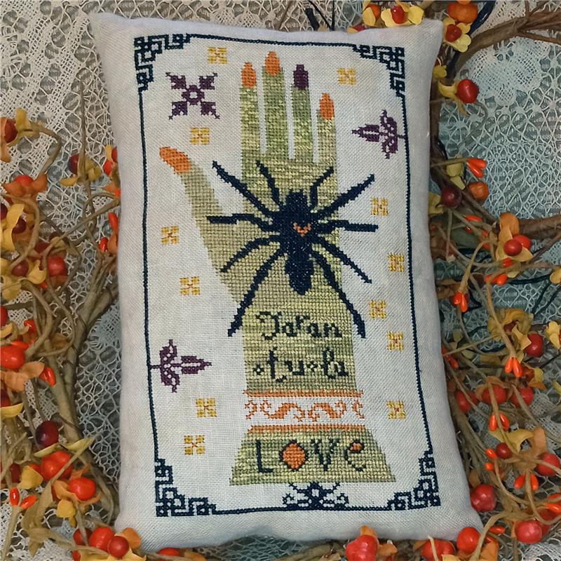 Tarantula On Witch Hand - Halloween Cross Stitch Pattern