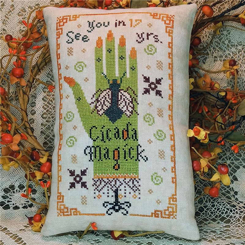 Cicada On Witch Hand - Halloween Cross Stitch Pattern