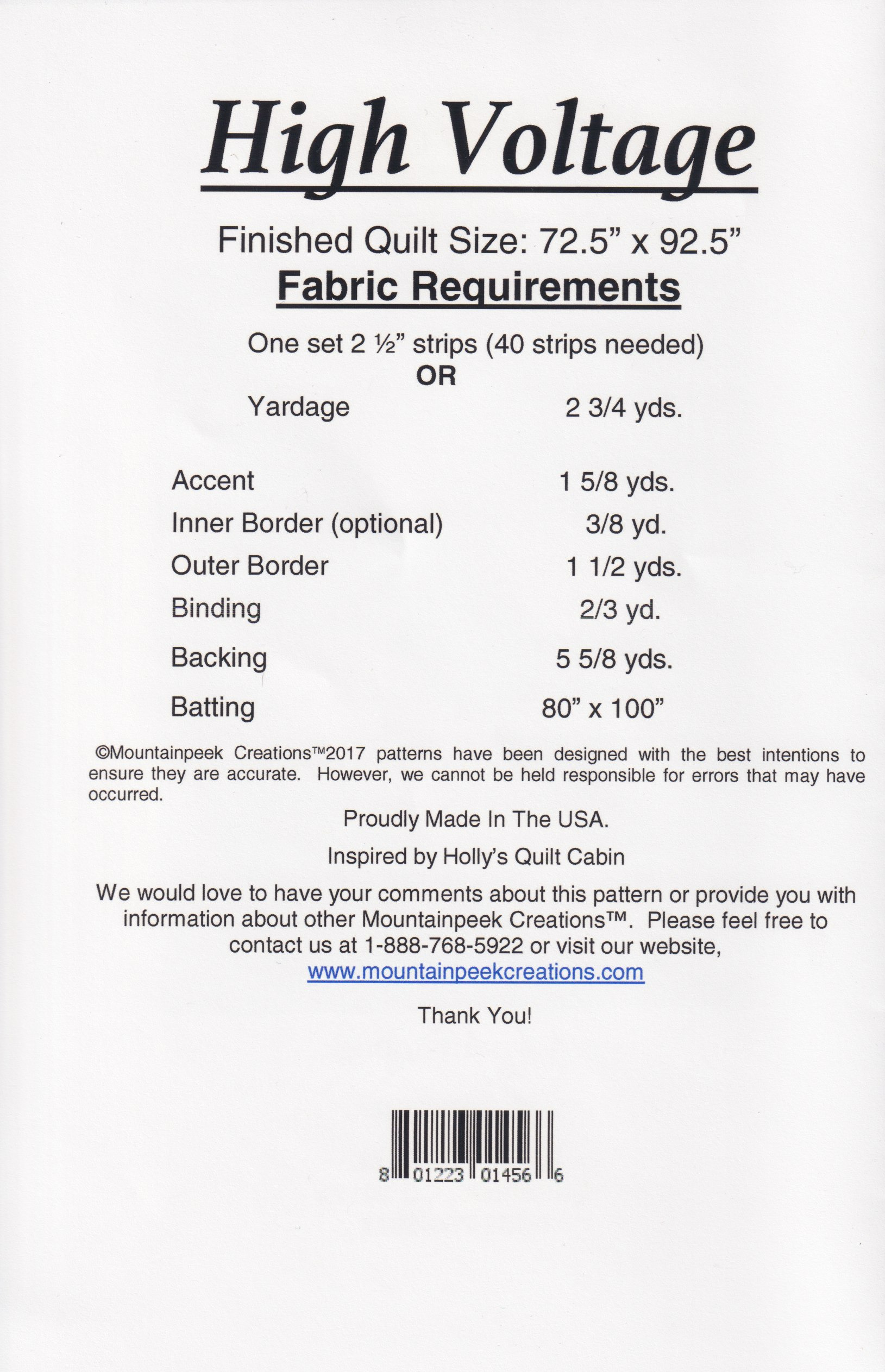 High Voltage - Quilt Pattern