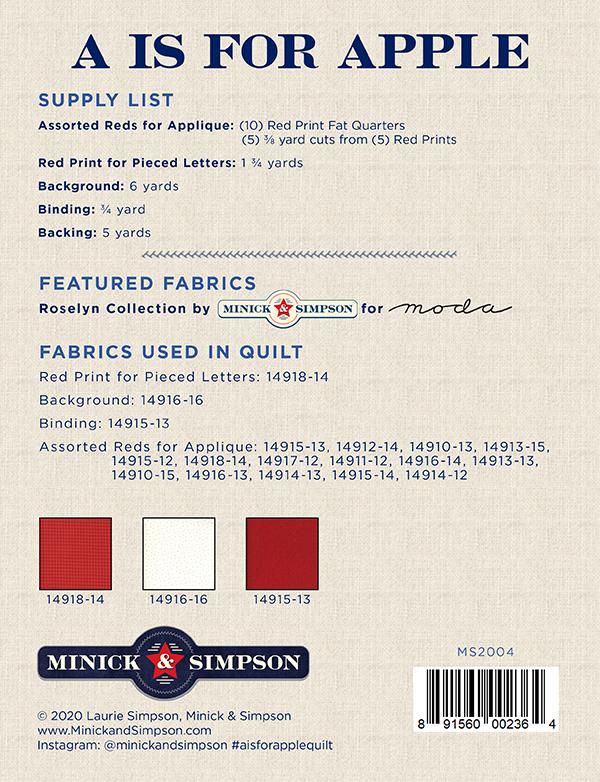 A Is for Apple - Quilt Pattern