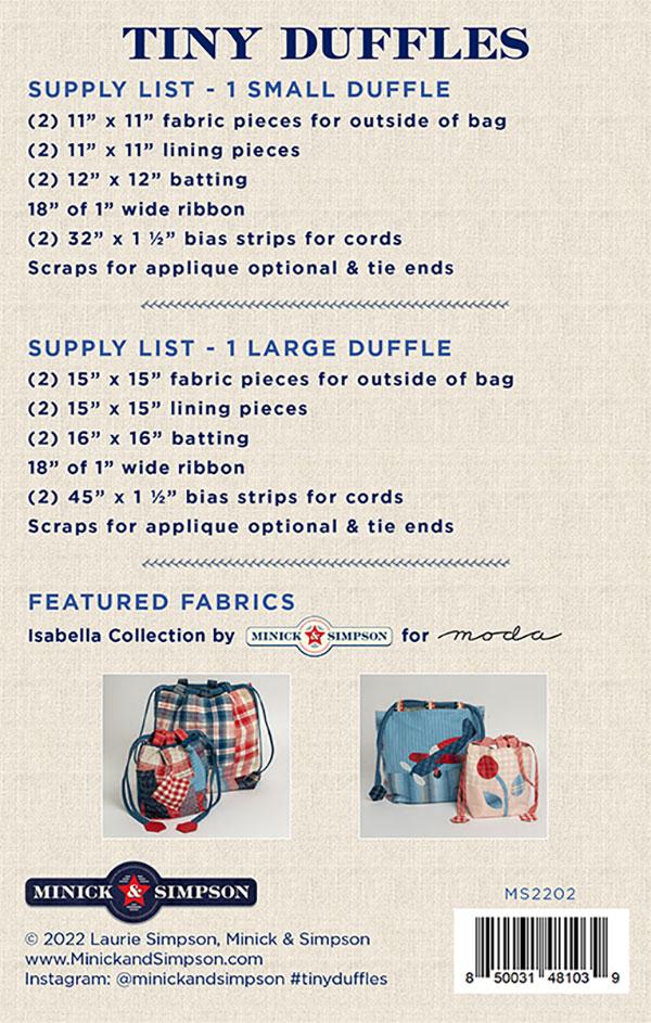 Tiny Duffles - Quilt Pattern